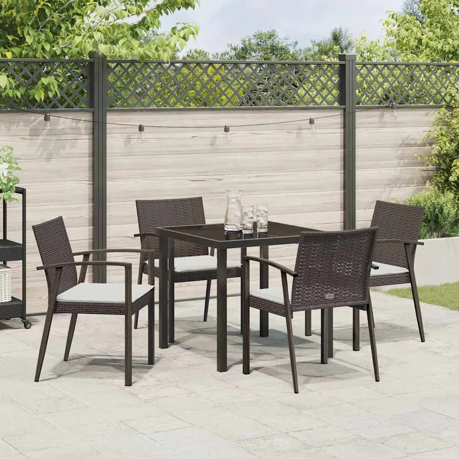 Ensemble de salle à manger pour jardin 5 pcs Marron et Noir - 4