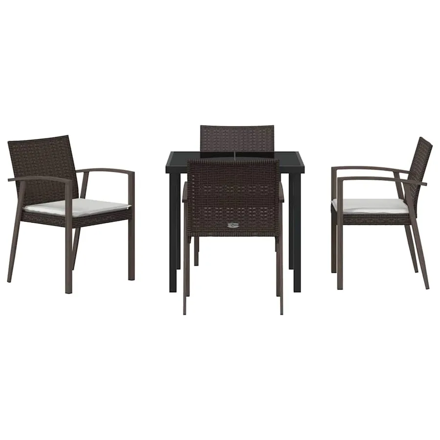 Ensemble de salle à manger pour jardin 5 pcs Marron et Noir - 7