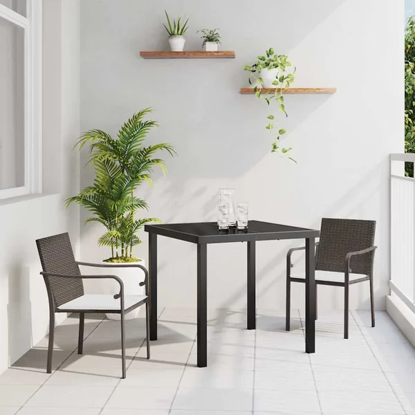 Ensemble de salle à manger pour jardin 3 pcs Marron et Noir
