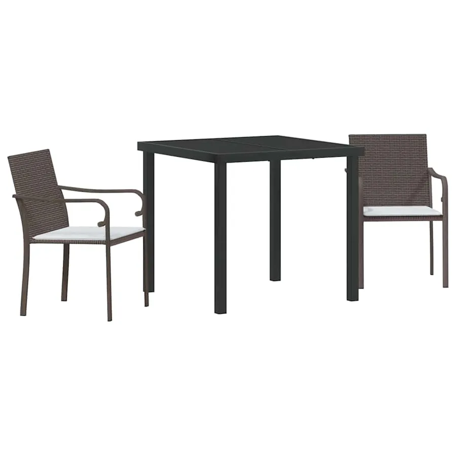 Ensemble de salle à manger pour jardin 3 pcs Marron et Noir - 2