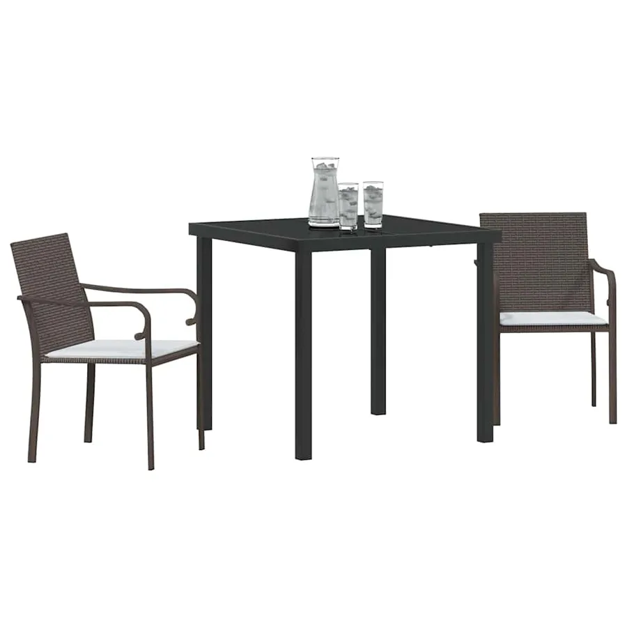 Ensemble de salle à manger pour jardin 3 pcs Marron et Noir - 3
