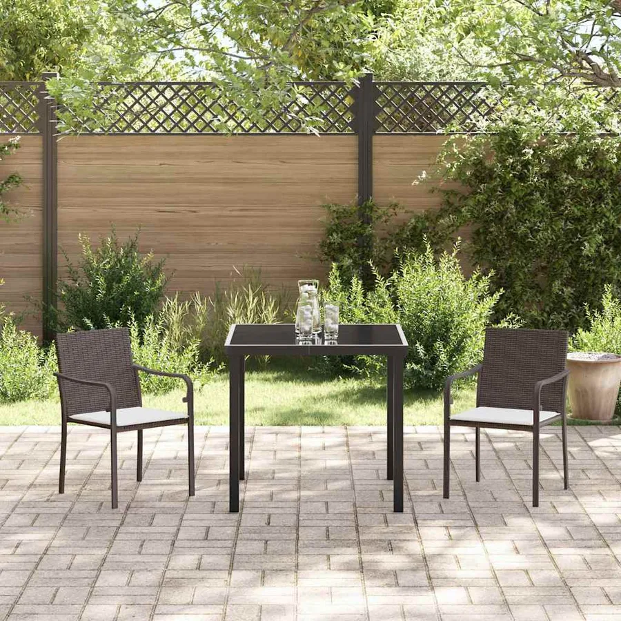 Ensemble de salle à manger pour jardin 3 pcs Marron et Noir - 4
