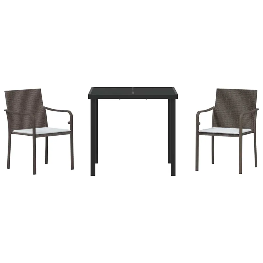 Ensemble de salle à manger pour jardin 3 pcs Marron et Noir - 7