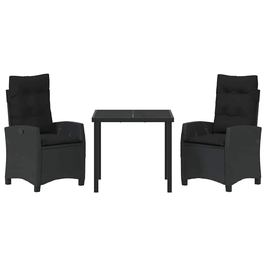 Ensemble de salle à manger pour jardin 3 pcs Noir polyrotin - 7