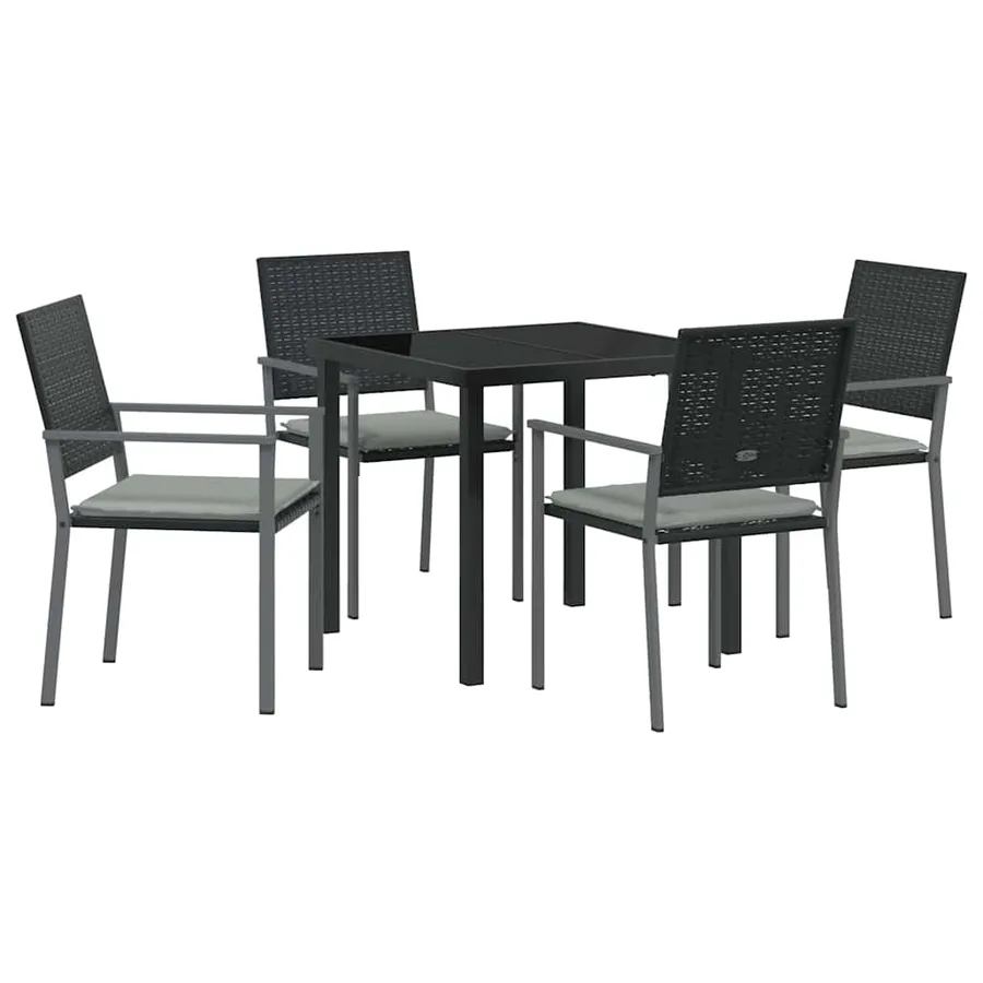 Ensemble de salle à manger pour jardin 5 pcs Noir et Gris Clair - 2