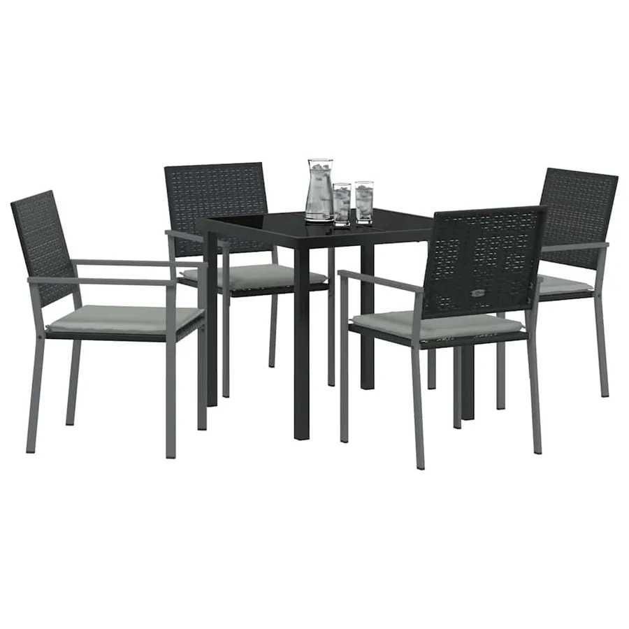 Ensemble de salle à manger pour jardin 5 pcs Noir et Gris Clair - 3