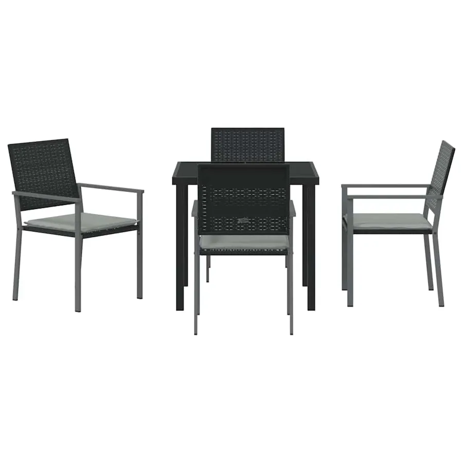 Ensemble de salle à manger pour jardin 5 pcs Noir et Gris Clair - 7