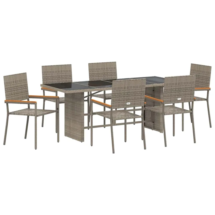 Ensemble de salle à manger pour jardin 7 pcs Gris polyrotin - 2