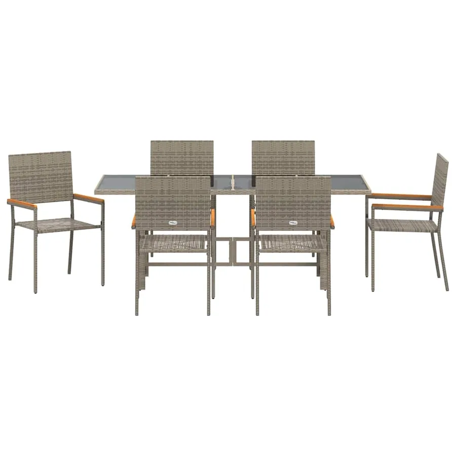 Ensemble de salle à manger pour jardin 7 pcs Gris polyrotin - 7