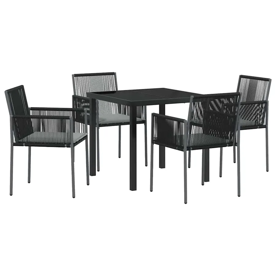 Ensemble de salle à manger pour jardin 5 pcs Noir Rotin PE - 2
