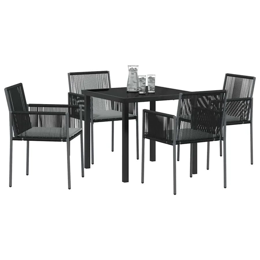 Ensemble de salle à manger pour jardin 5 pcs Noir Rotin PE - 3
