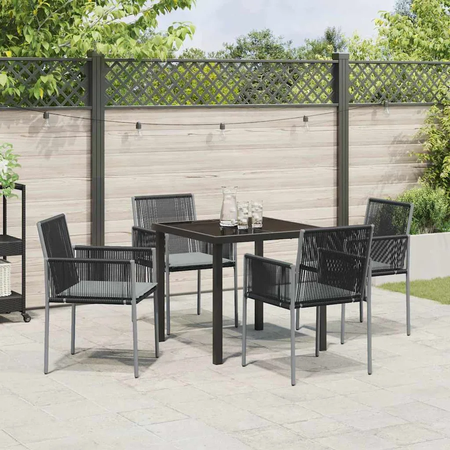 Ensemble de salle à manger pour jardin 5 pcs Noir Rotin PE - 4