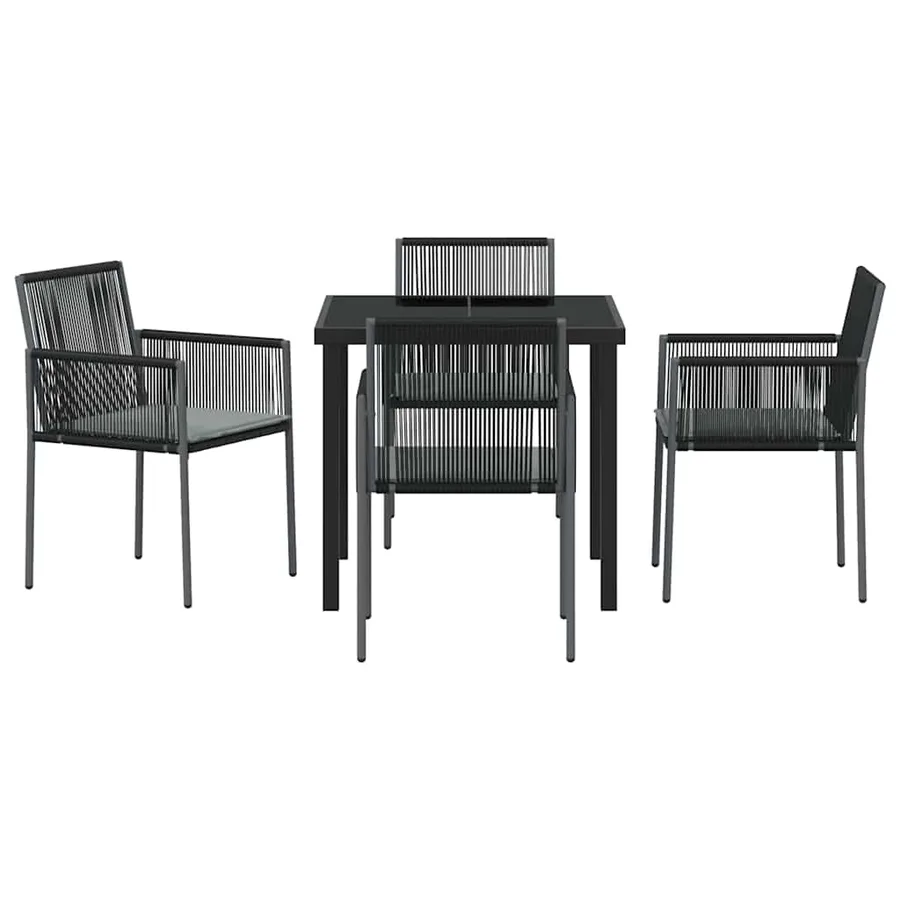 Ensemble de salle à manger pour jardin 5 pcs Noir Rotin PE - 7