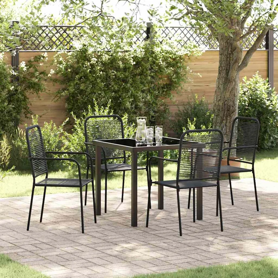 Ensemble de salle à manger pour jardin 5 pcs Noir