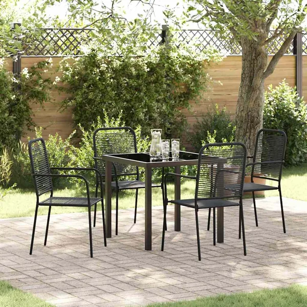 Ensemble de salle à manger pour jardin 5 pcs Noir