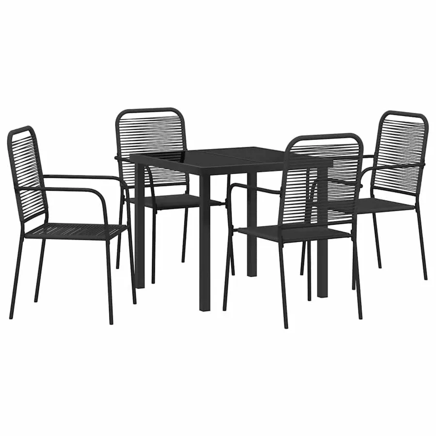 Ensemble de salle à manger pour jardin 5 pcs Noir - 2
