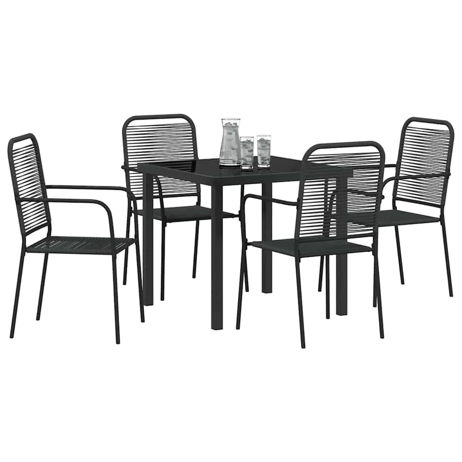 Ensemble de salle à manger pour jardin 5 pcs Noir - 3