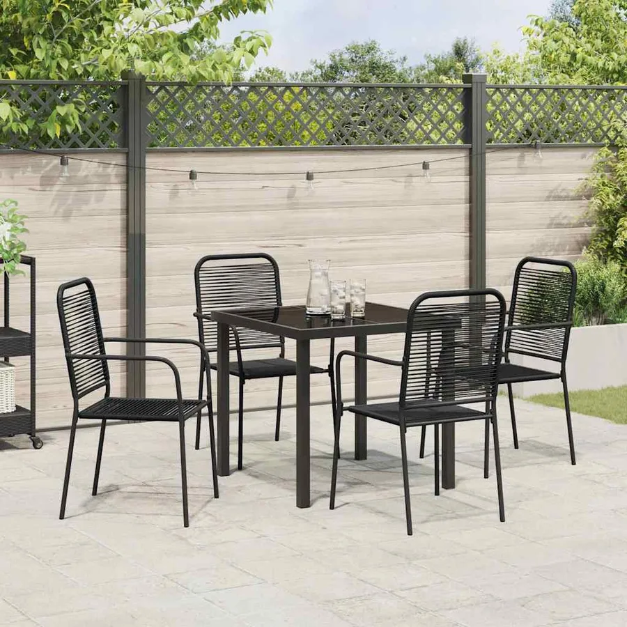 Ensemble de salle à manger pour jardin 5 pcs Noir - 4