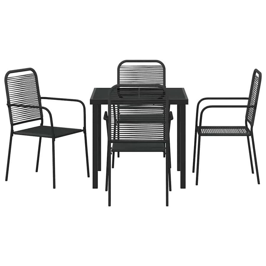 Ensemble de salle à manger pour jardin 5 pcs Noir - 7