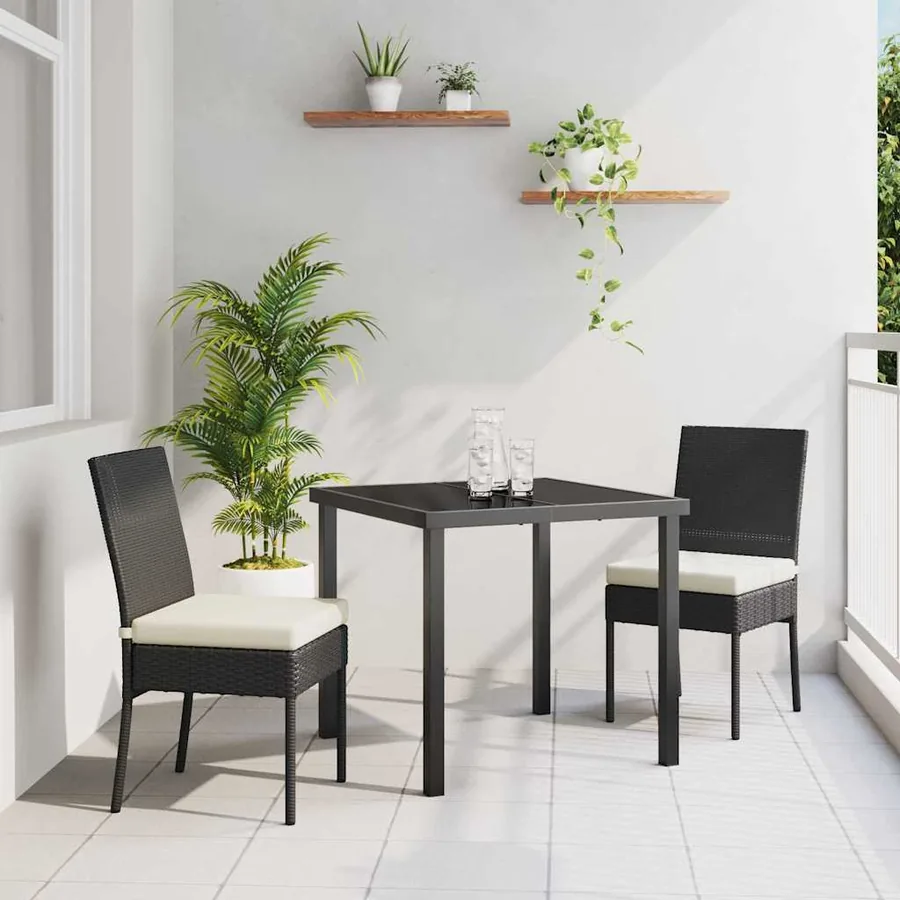 Ensemble de salle à manger pour jardin 3 pcs Noir