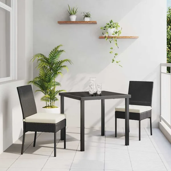 Ensemble de salle à manger pour jardin 3 pcs Noir