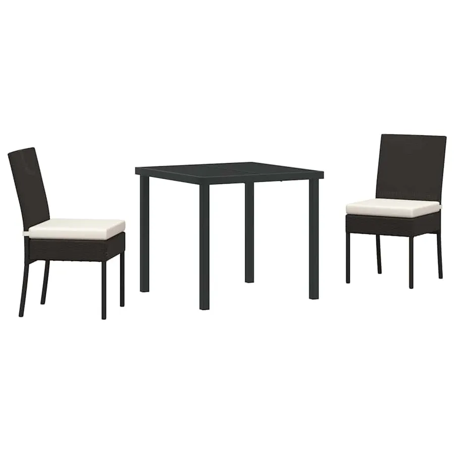 Ensemble de salle à manger pour jardin 3 pcs Noir - 2