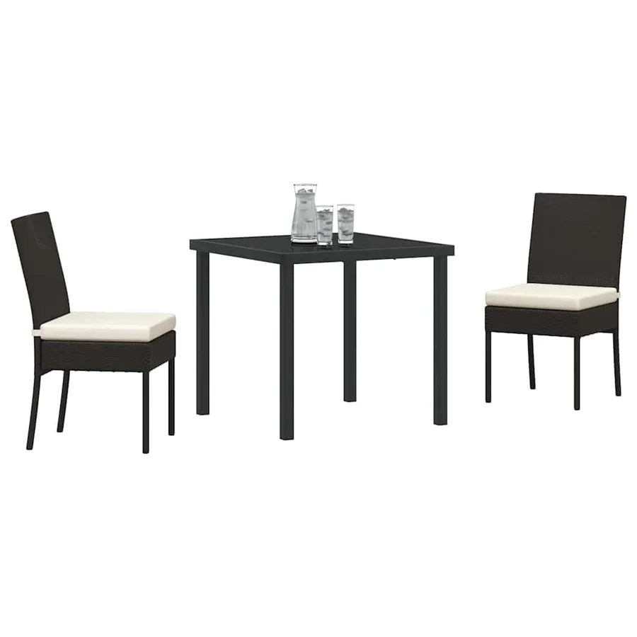 Ensemble de salle à manger pour jardin 3 pcs Noir - 3