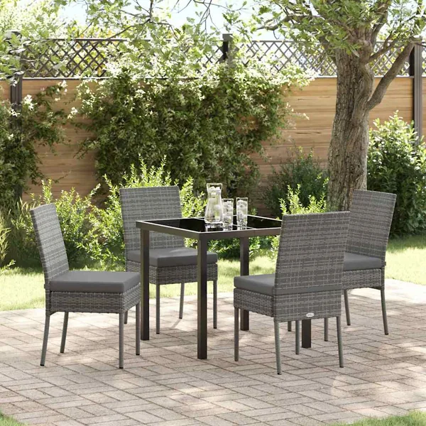 Ensemble de salle à manger pour jardin 5 pcs Gris