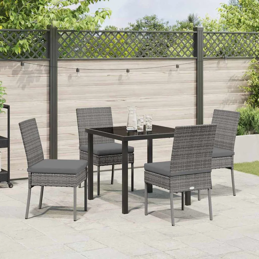 Ensemble de salle à manger pour jardin 5 pcs Gris - 4