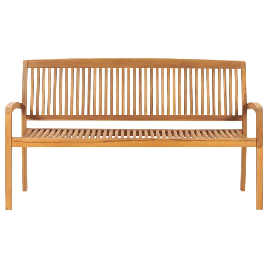 Banc de jardin empilable et coussin 159 cm Bois de teck massif - 7