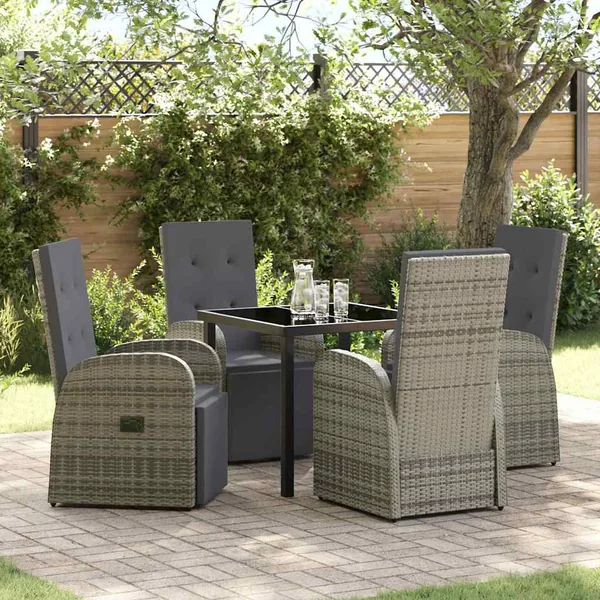 Ensemble de salle à manger pour jardin 5 pcs Gris polyrotin