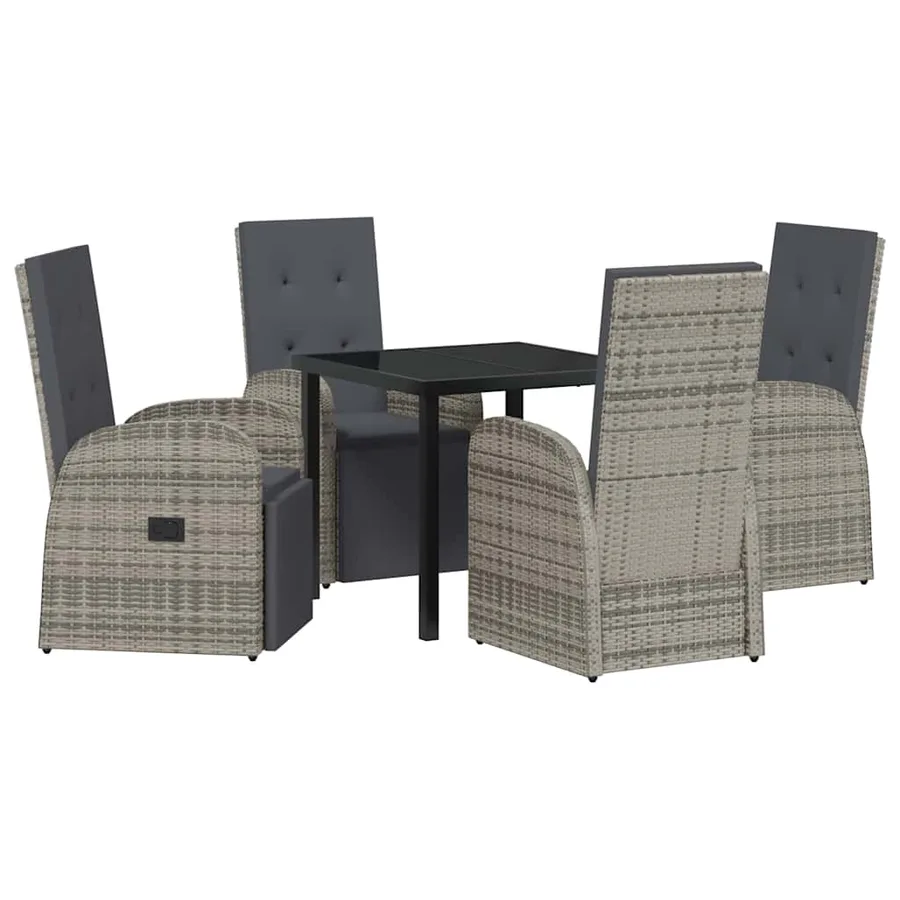 Ensemble de salle à manger pour jardin 5 pcs Gris polyrotin - 2