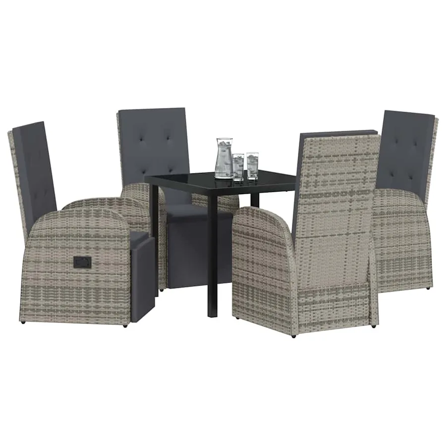 Ensemble de salle à manger pour jardin 5 pcs Gris polyrotin - 3