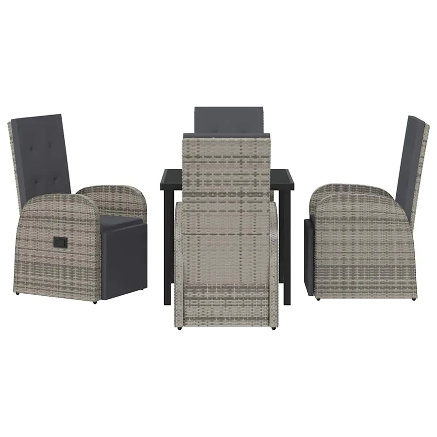 Ensemble de salle à manger pour jardin 5 pcs Gris polyrotin - 7