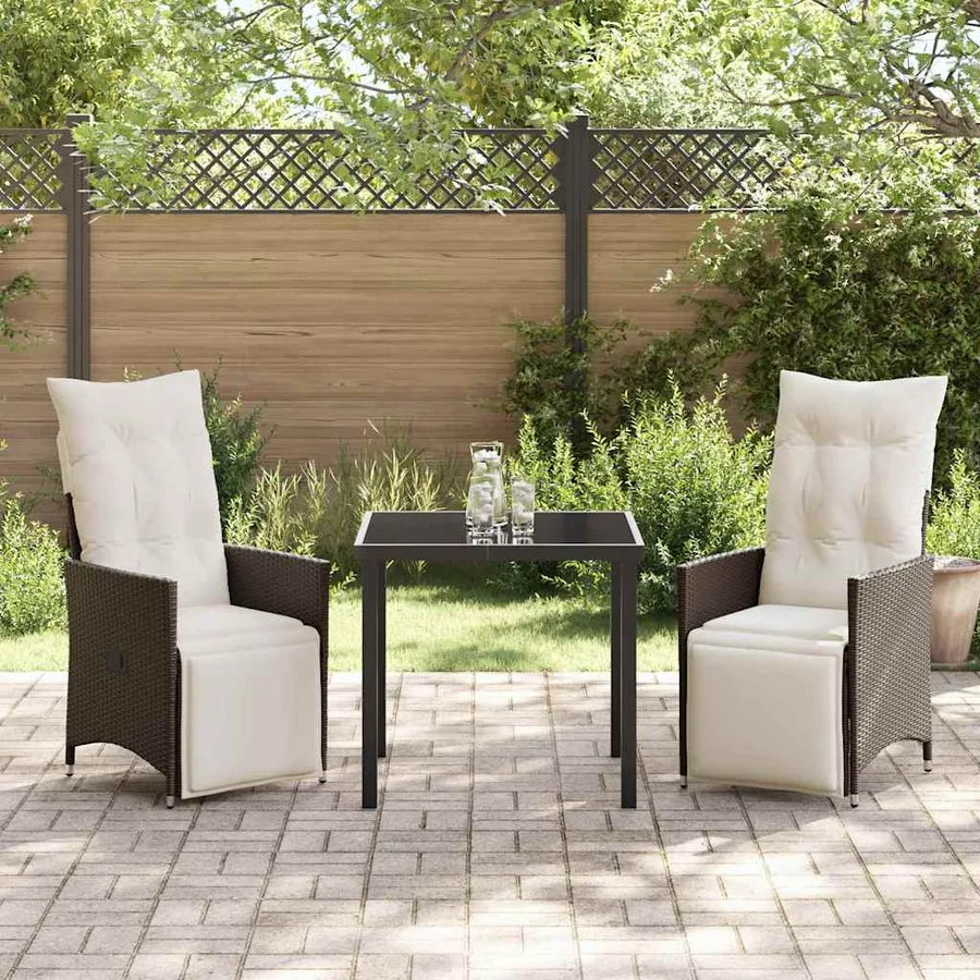 Ensemble de salle à manger pour jardin 3 pcs Marron polyrotin - 4