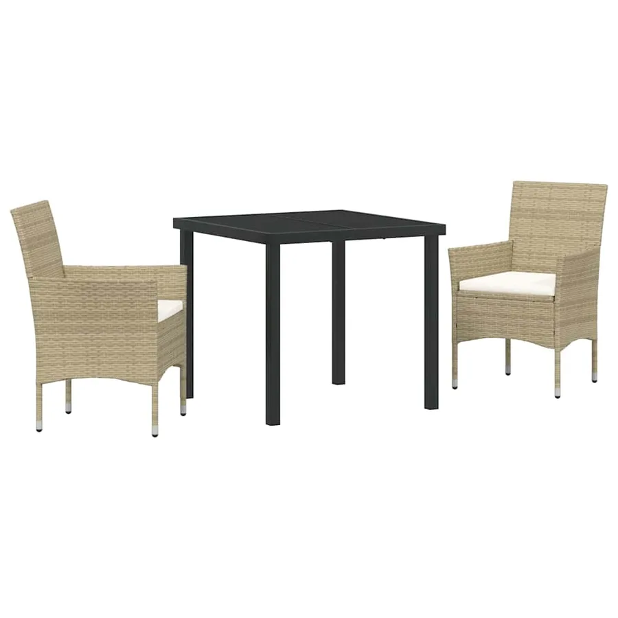 Ensemble de salle à manger pour jardin 3 pcs Beige polyrotin - 2