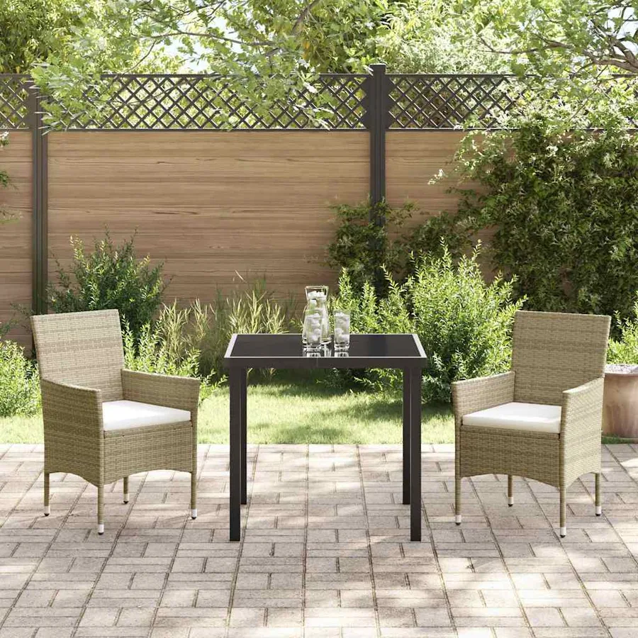 Ensemble de salle à manger pour jardin 3 pcs Beige polyrotin - 4
