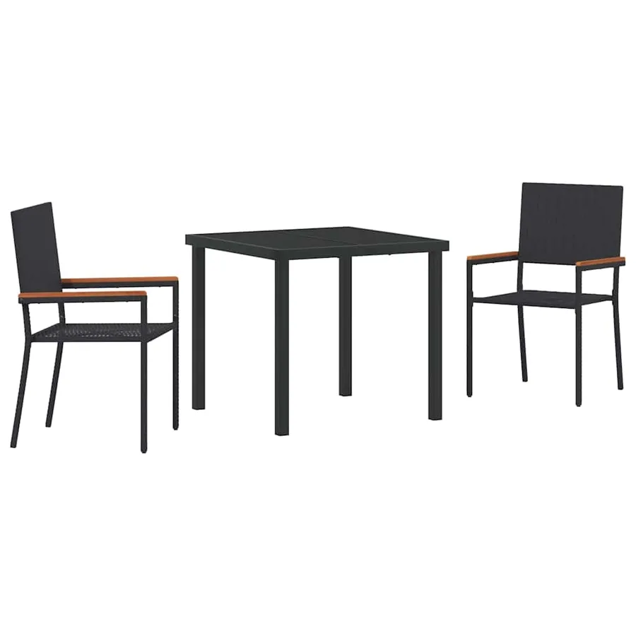 Ensemble de salle à manger pour jardin 3 pcs Noir polyrotin - 2