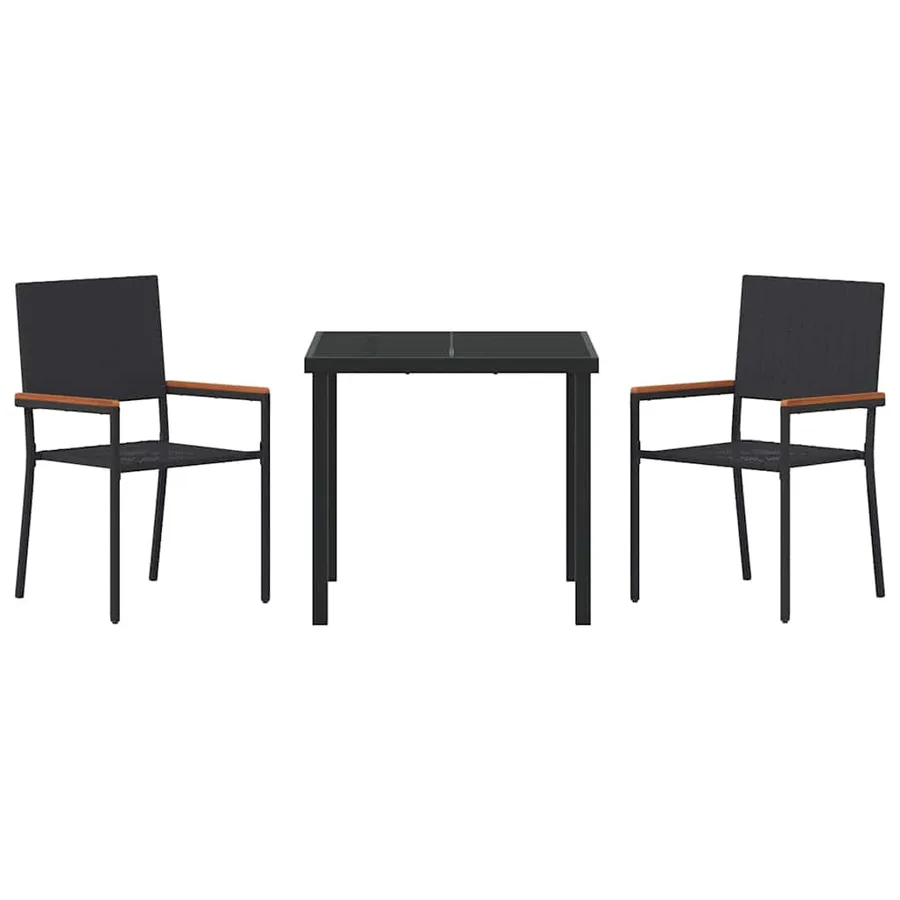 Ensemble de salle à manger pour jardin 3 pcs Noir polyrotin - 7