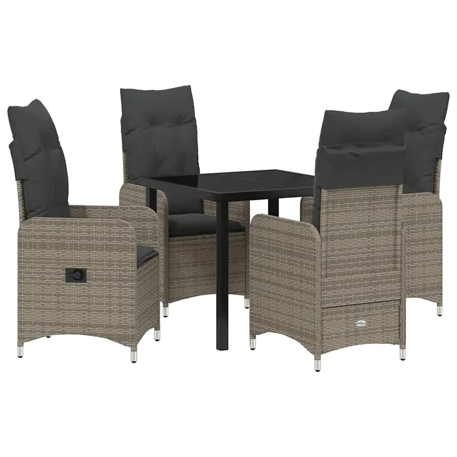 Ensemble de salle à manger pour jardin 5 pcs Gris polyrotin - 2