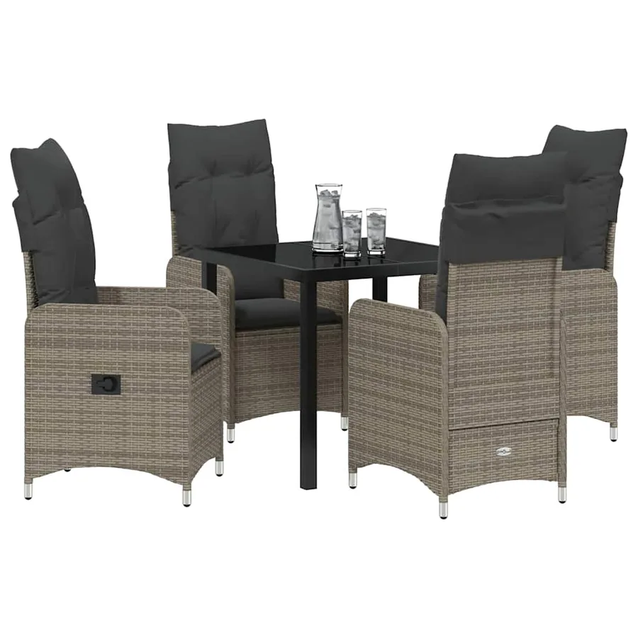 Ensemble de salle à manger pour jardin 5 pcs Gris polyrotin - 3