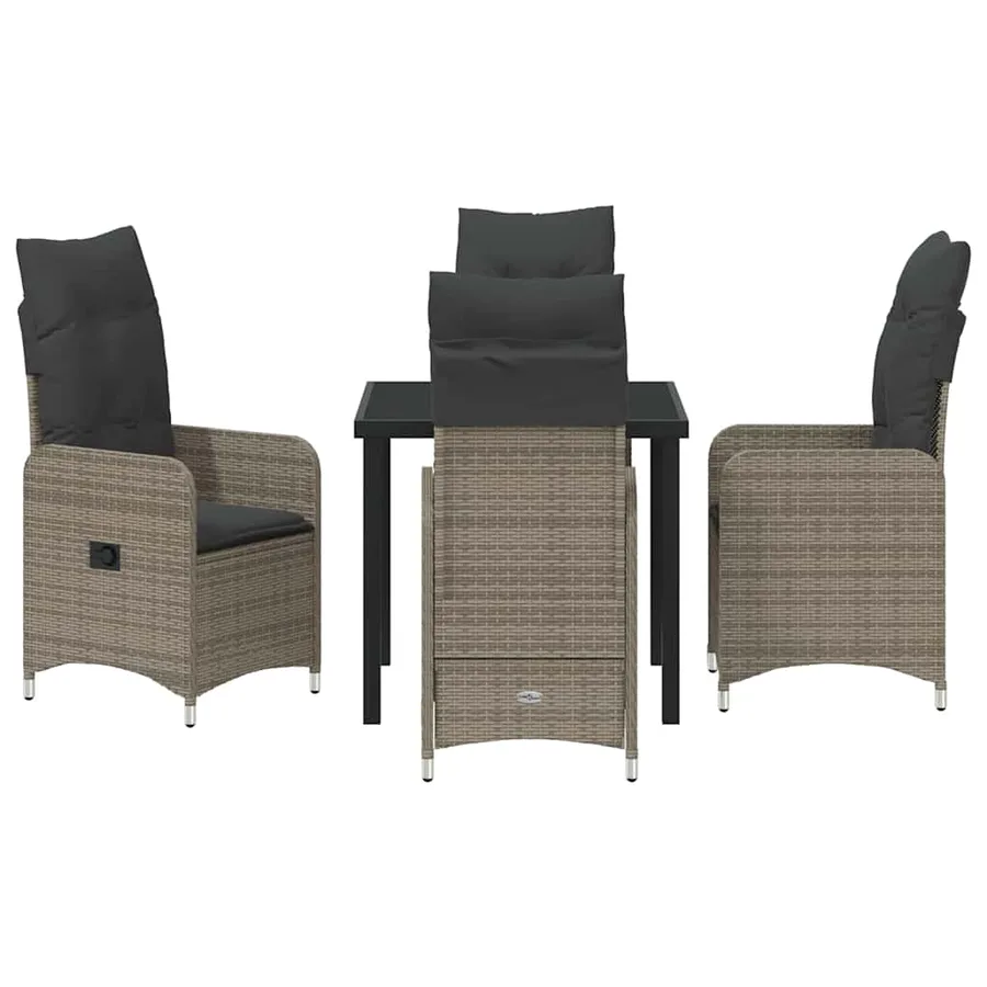 Ensemble de salle à manger pour jardin 5 pcs Gris polyrotin - 7