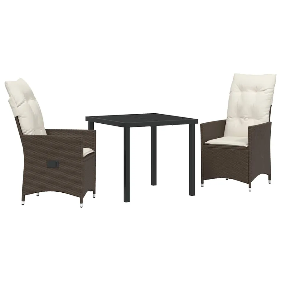 Ensemble de salle à manger pour jardin 3 pcs Marron polyrotin - 2
