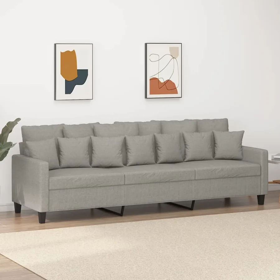 Canapé à 3 places Gris clair 210 cm Tissu