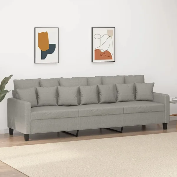 Canapé à 3 places Gris clair 210 cm Tissu