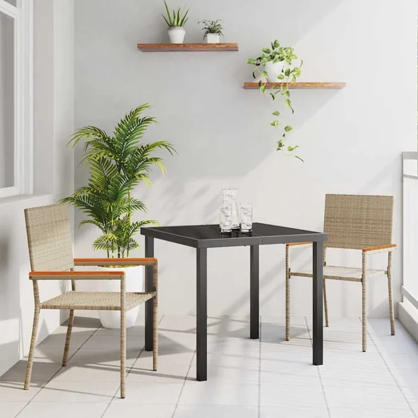 Ensemble de salle à manger pour jardin 3 pcs Beige polyrotin
