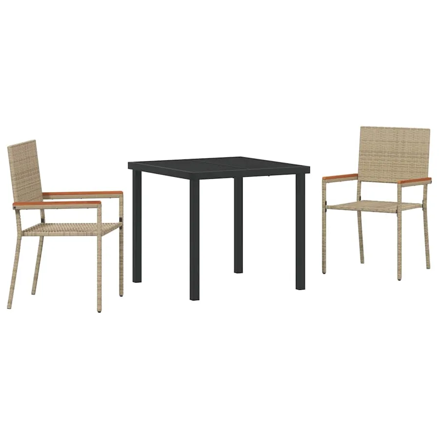Ensemble de salle à manger pour jardin 3 pcs Beige polyrotin - 2