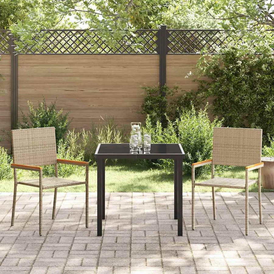 Ensemble de salle à manger pour jardin 3 pcs Beige polyrotin - 4