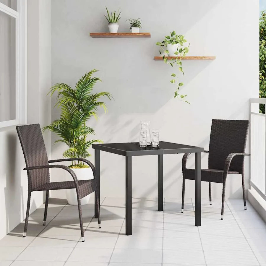 Ensemble de salle à manger pour jardin 3 pcs Marron