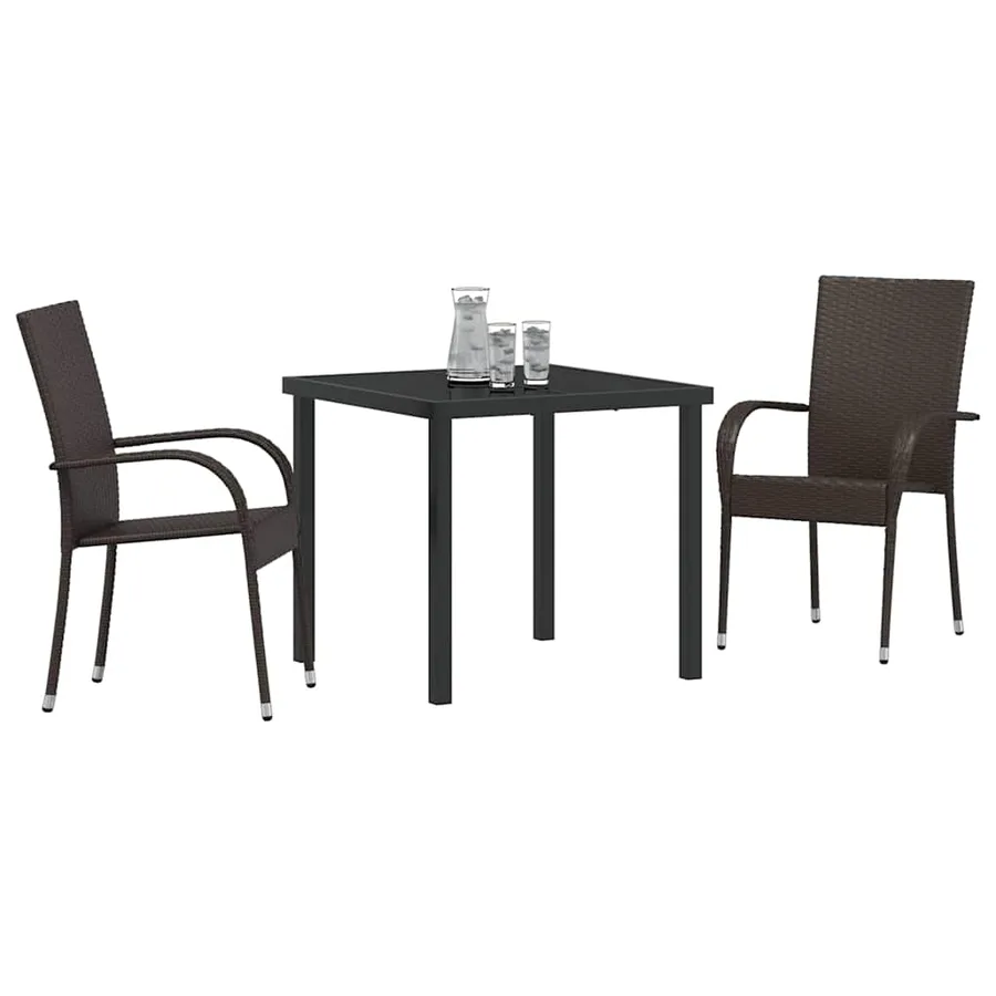Ensemble de salle à manger pour jardin 3 pcs Marron - 3